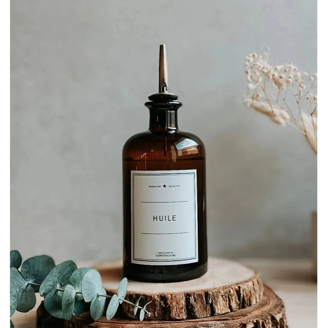 Flacon Apothicaire ambre Huile 500 ml