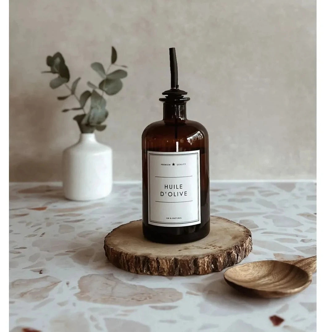 Flacon Apothicaire ambre huile d'olive 500 ml