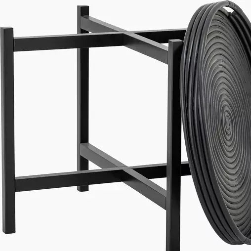 Coffee Table à plateau rond en rotin noir 60xH47 cm