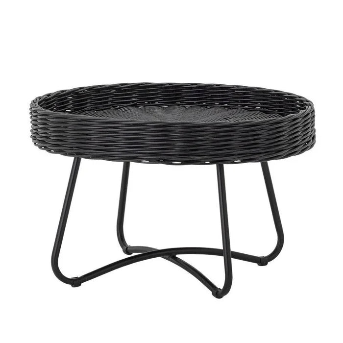 Coffee table ronde en rotin noir