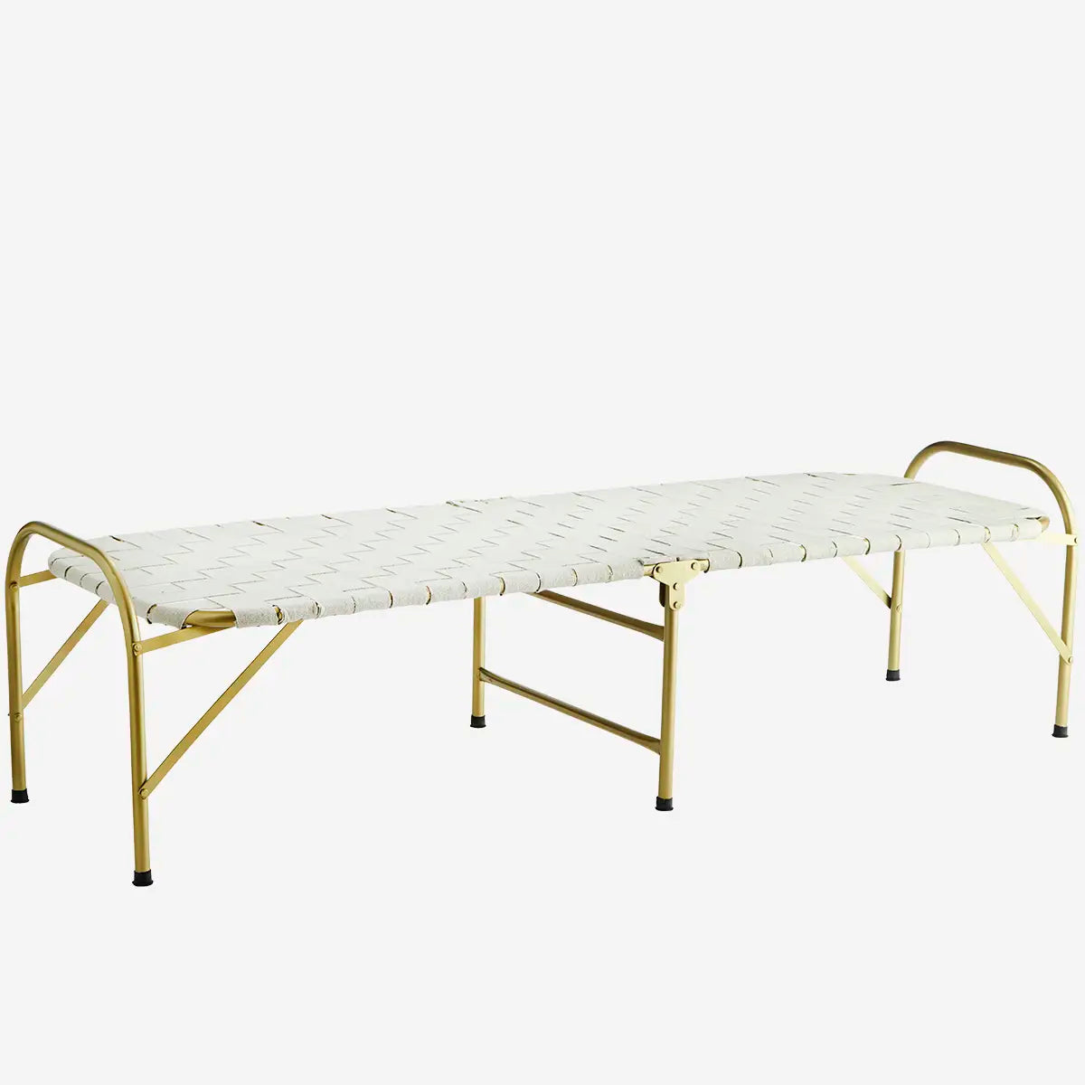 Banquette pliante en coton tressé – Off White & Laiton 180cm