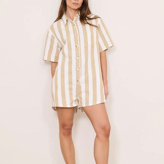 Combi short rayure Beige