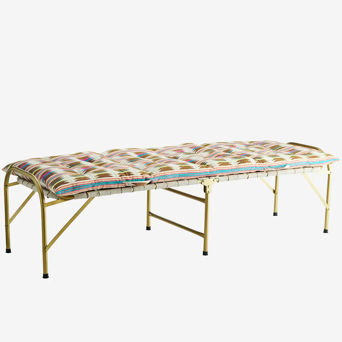 Banquette pliante en coton tressé – Off White & Laiton 180cm