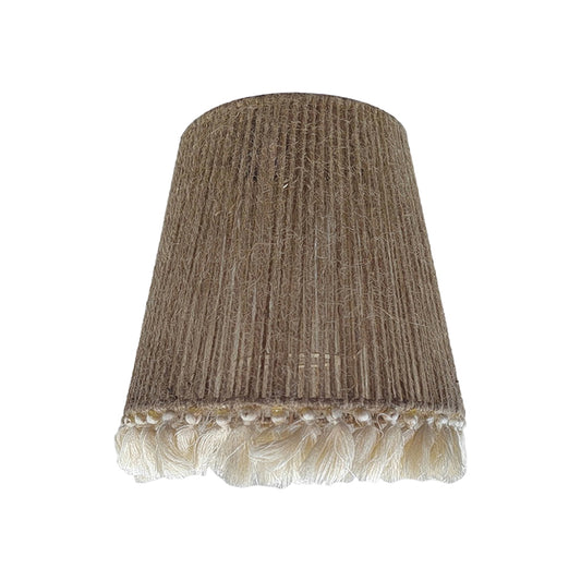 Abat-jour en jute avec pompons blanc