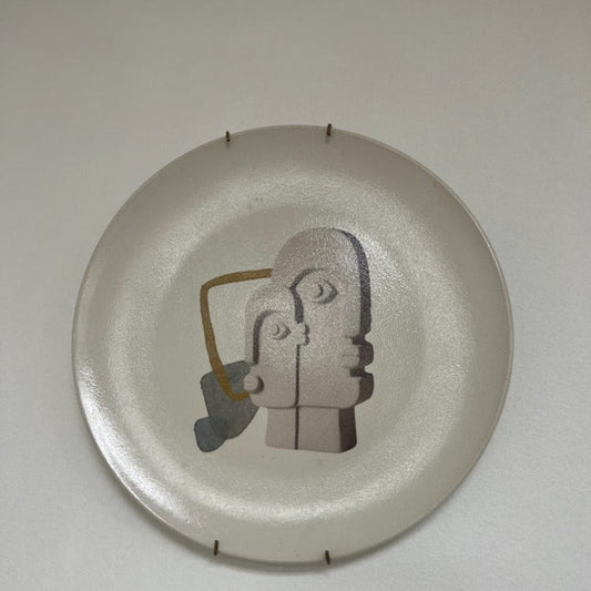 Assiette ronde murale motif 2 visages abstrait