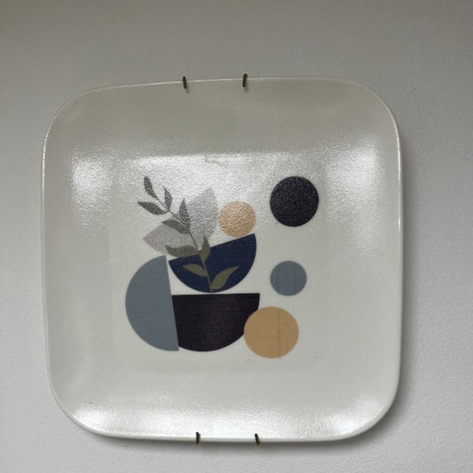 Assiette carré murale motif bols