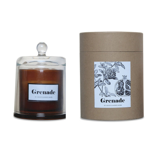 Bougie ambre sous cloche 440g