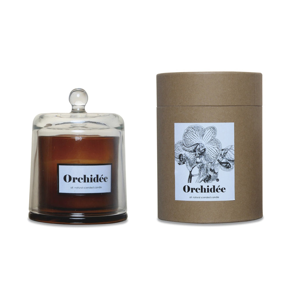 Bougie ambre sous cloche 250g