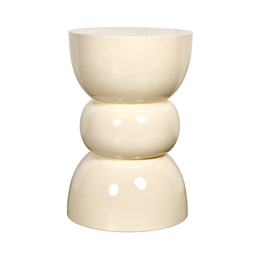 Bout de canapé rond en métal beige