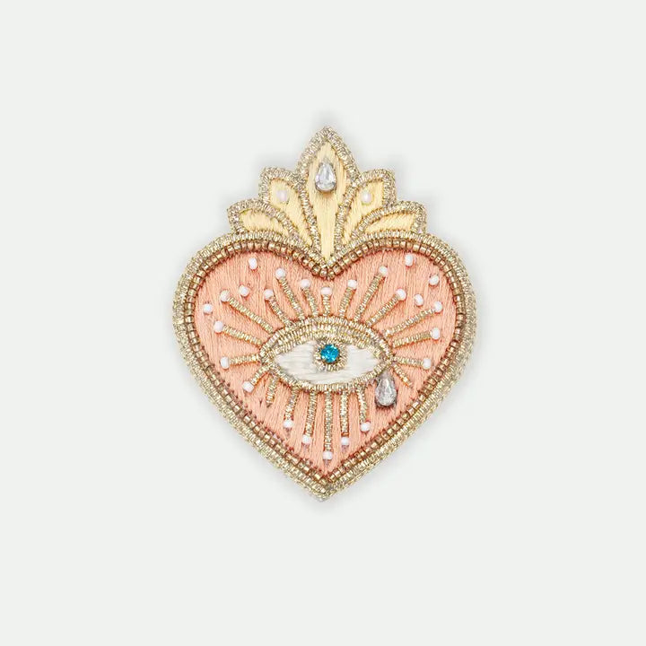 Broche cœur ex Voto/ Fraise/ Pomme