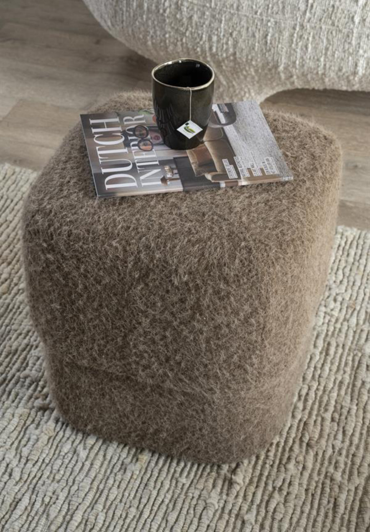 Pouf carré taupe 40x40x40cm
