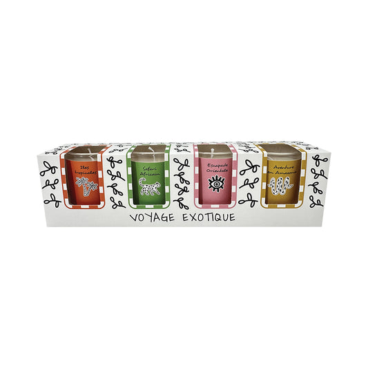 Coffret de 4 bougies voyage exotique