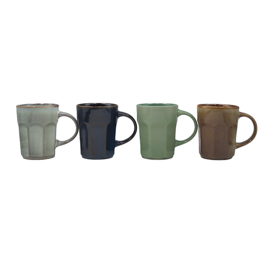 Coffret de 4 mug en céramique côtelé