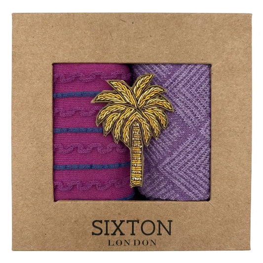 Coffret de chaussettes et broche palmier