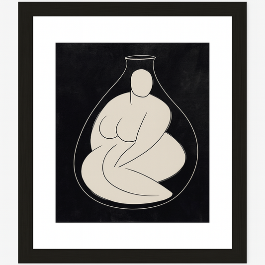 Affiche encadrée  à motif femme sur fond noir 42.5x53 cm