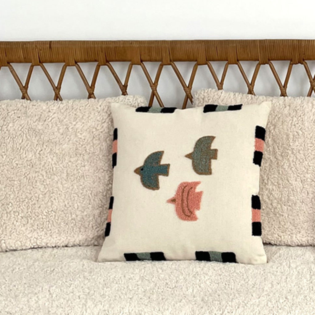 Coussin carré oiseaux