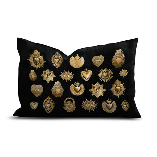 Coussin rectangulaire en velours noir ex-voto