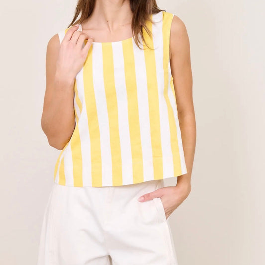 Ensemble short et top rayé Jaune