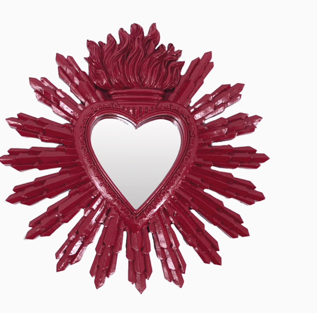 Miroir ex voto cœur doré