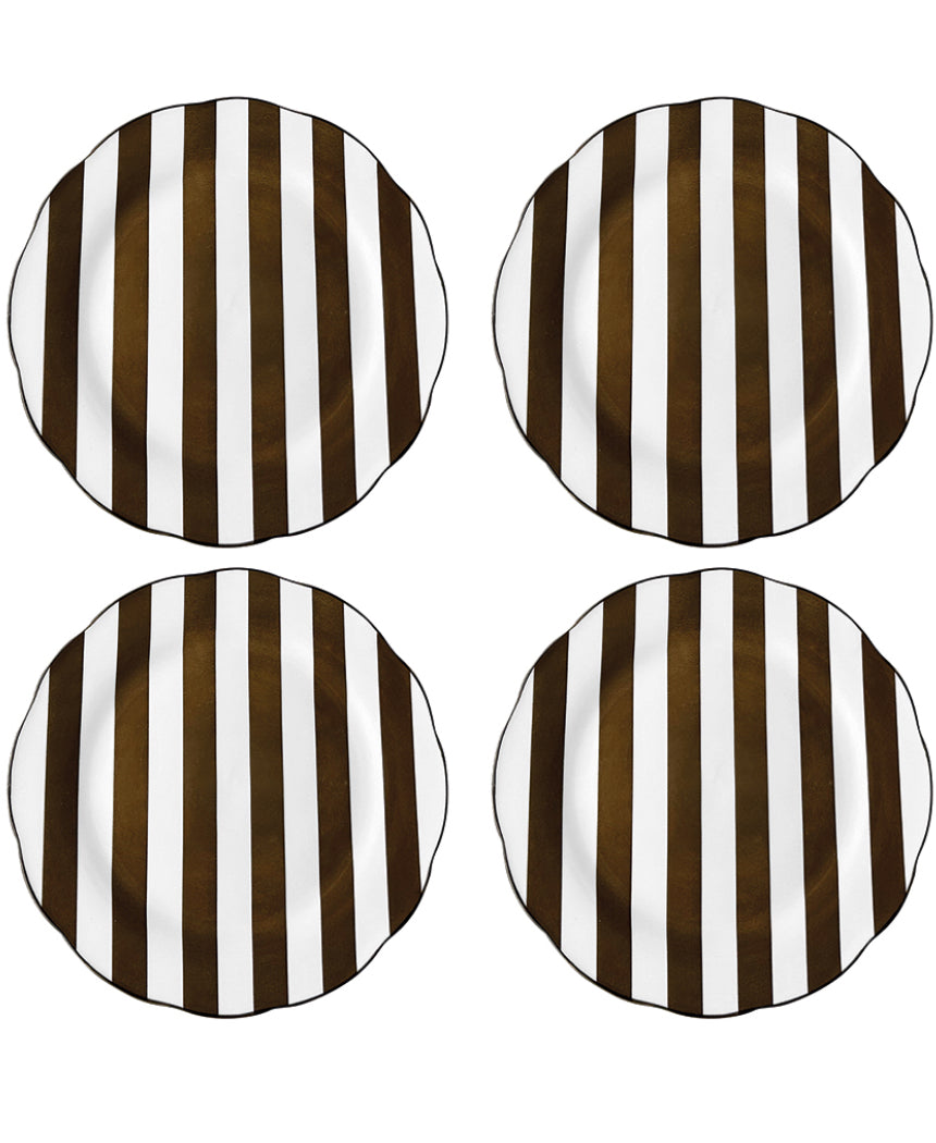 Service de 4 assiettes plates à rayures