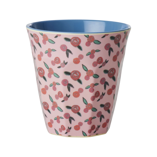 Gobelet motif rose rouge