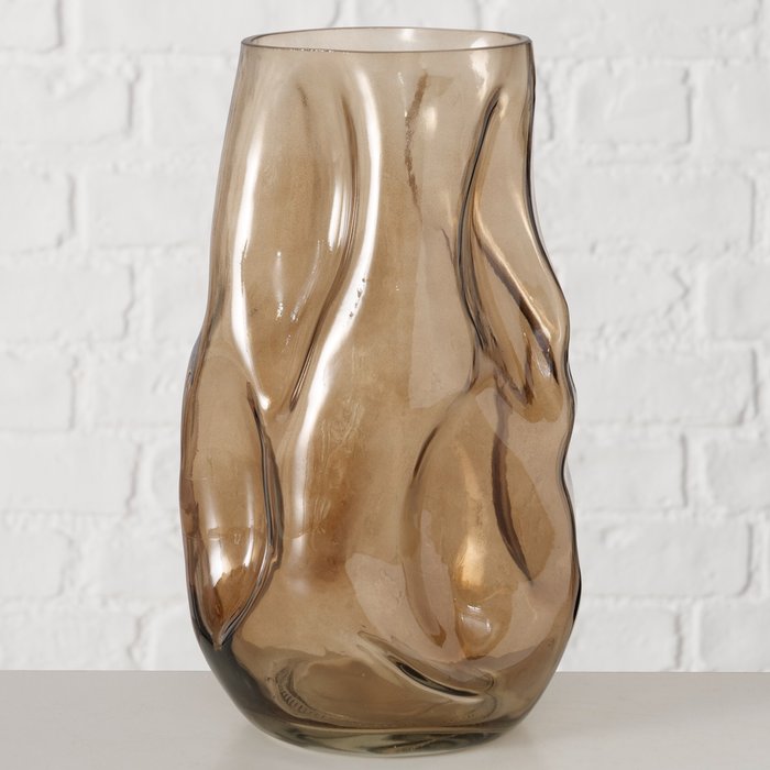Vase ondulé marron H26CM