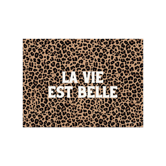 Set de table vinyle 33x45 "La vie est belle" motif léopard