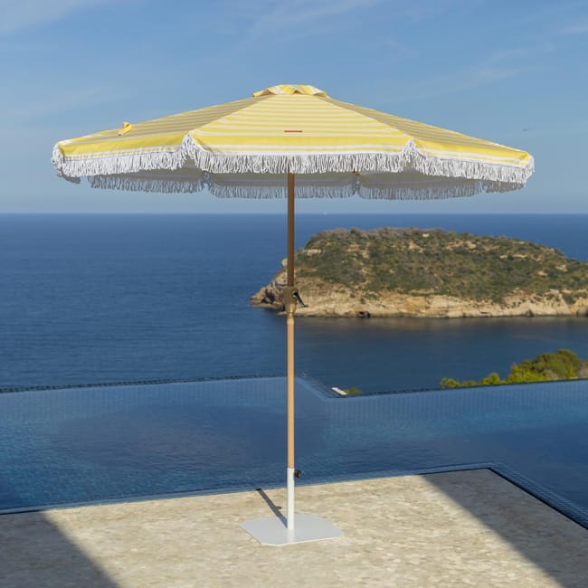 Parasol rayé jaune grand modèle