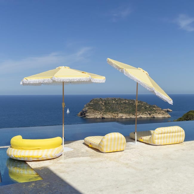 Parasol rayé jaune grand modèle