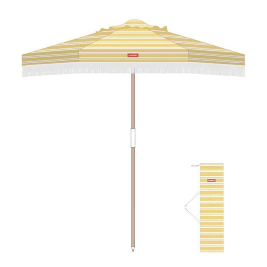 Parasol rayé jaune grand modèle
