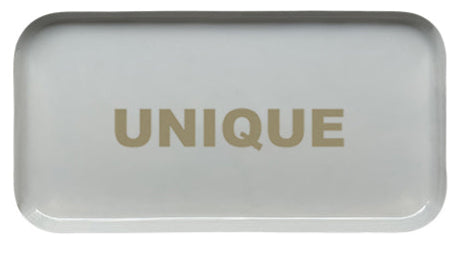Plateau rectangulaire en métal à message