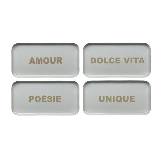 Plateau rectangulaire en métal à message