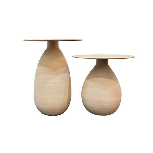 Table basse en métal émaillé beige x2
