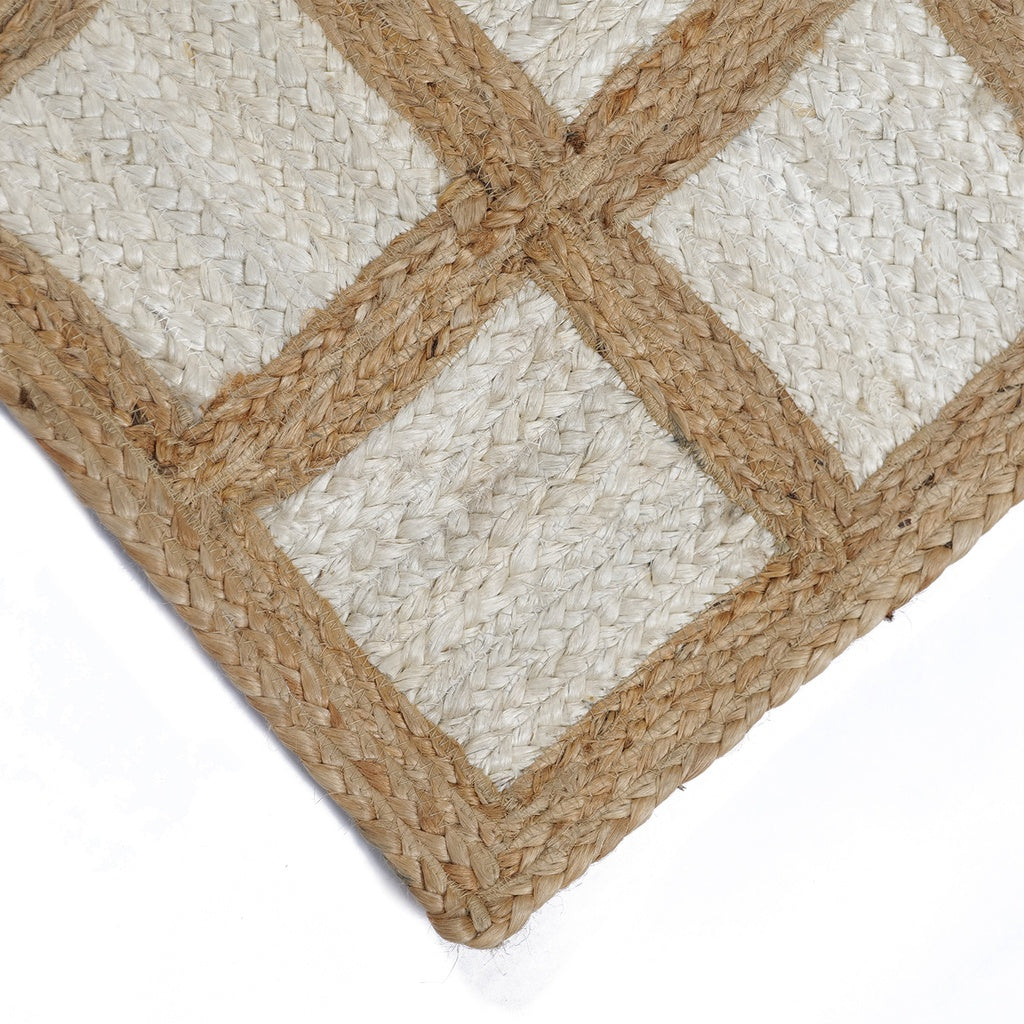 Tapis jute beige et blanc 120x170 cm