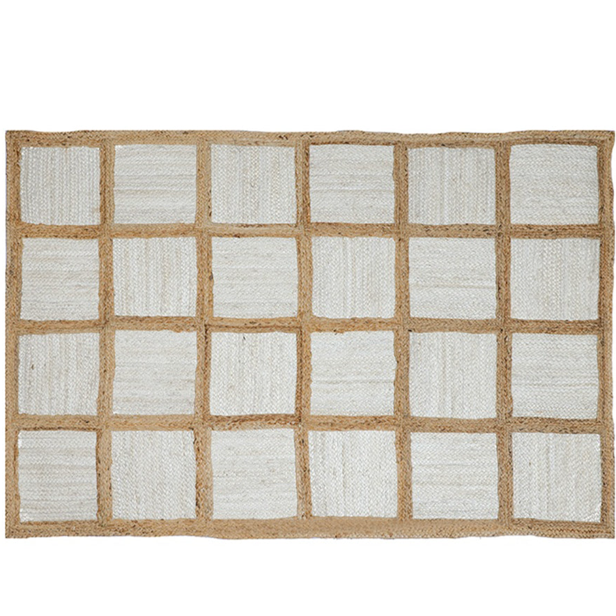 Tapis jute beige et blanc 120x170 cm