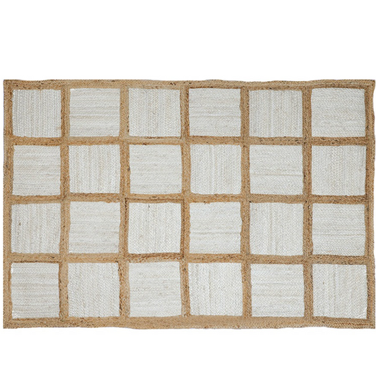 Tapis jute beige et blanc 120x170 cm