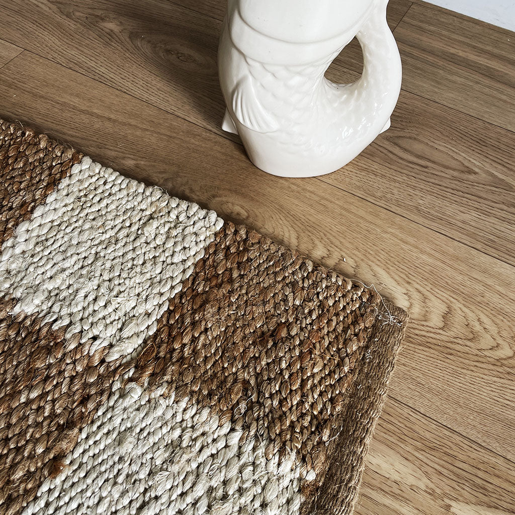 Tapis jute beige et blanc 120x170 cm