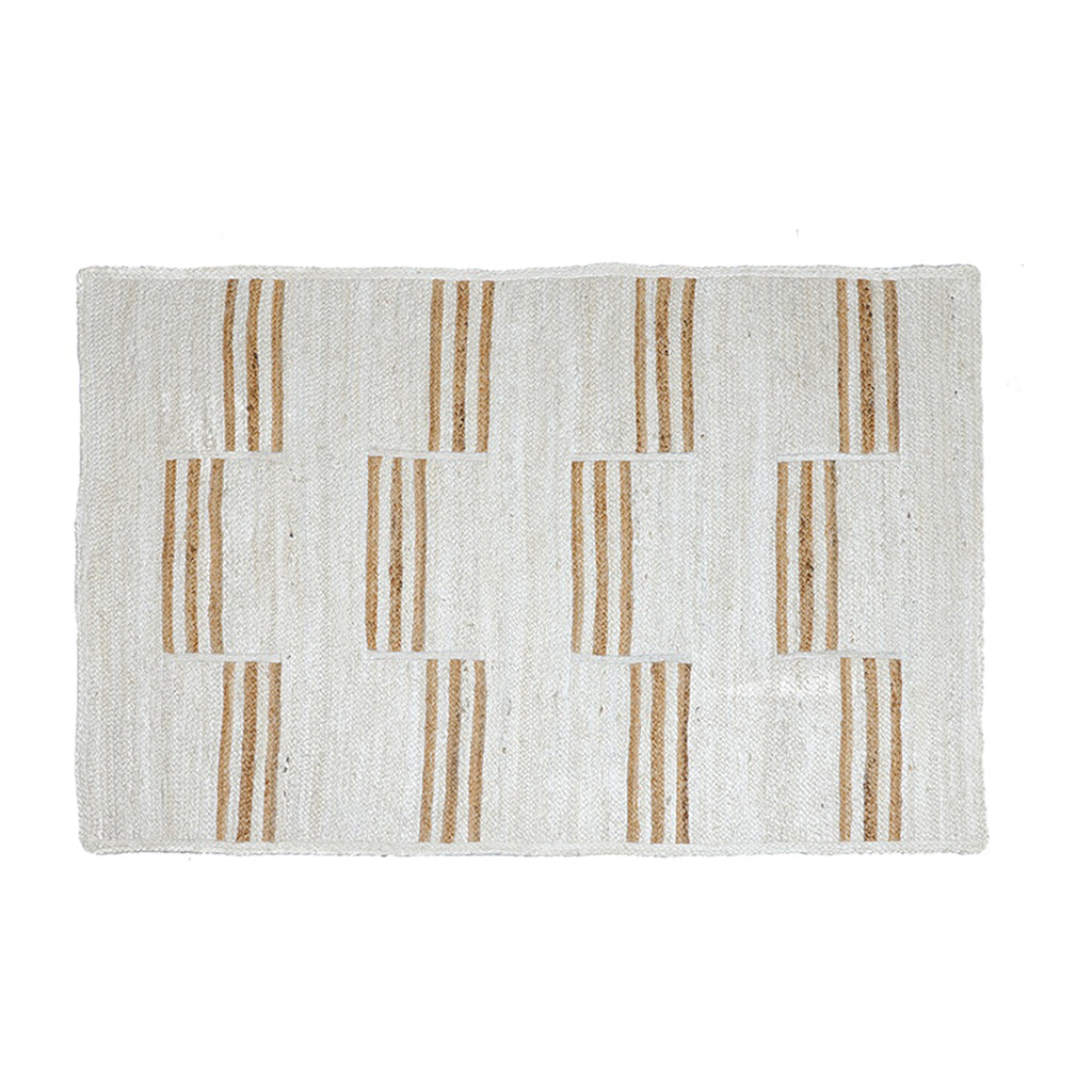 Tapis jute beige et blanc 120x170 cm