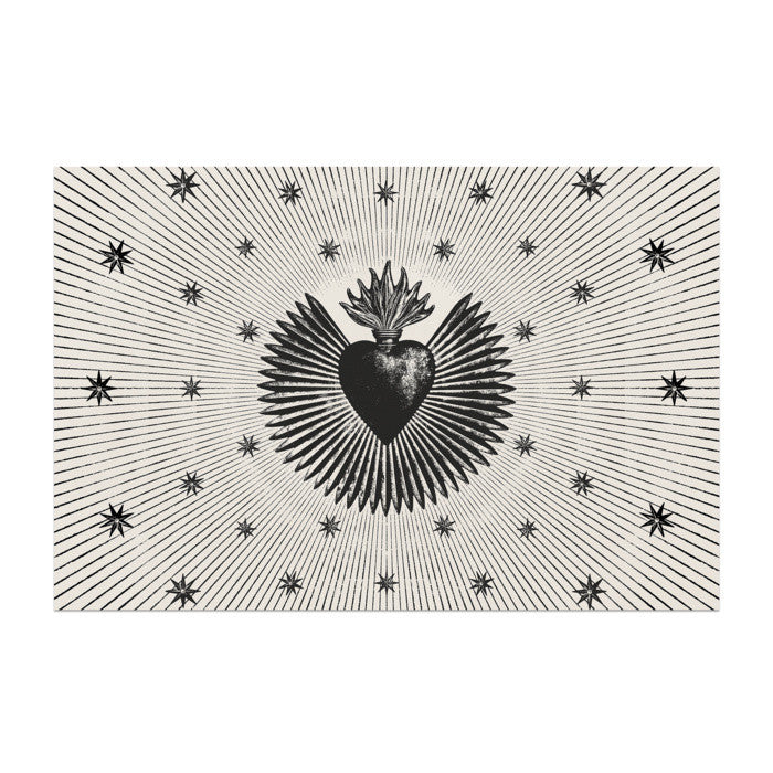 Tapis vinyle blanc ex-voto rayonnant 66x99cm