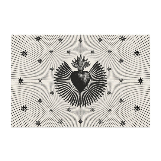 Tapis vinyle blanc ex-voto rayonnant 66x99cm