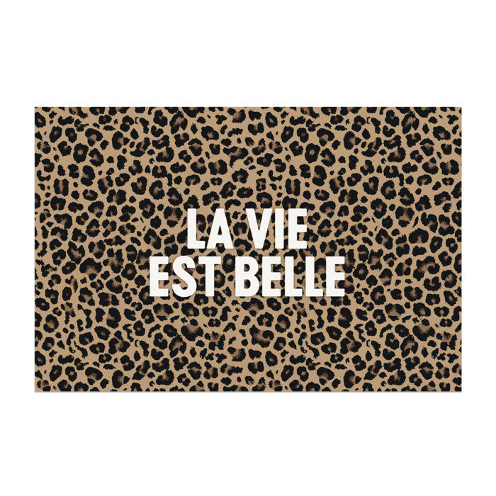Tapis en vinyle léopard la vie est belle 49,5x83cm