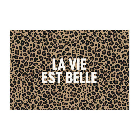 Tapis en vinyle léopard la vie est belle 49,5x83cm