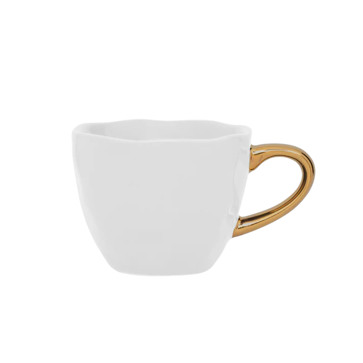 Tasse à café uni anse doré