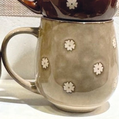 Tasse/Mug en grès à fleurs