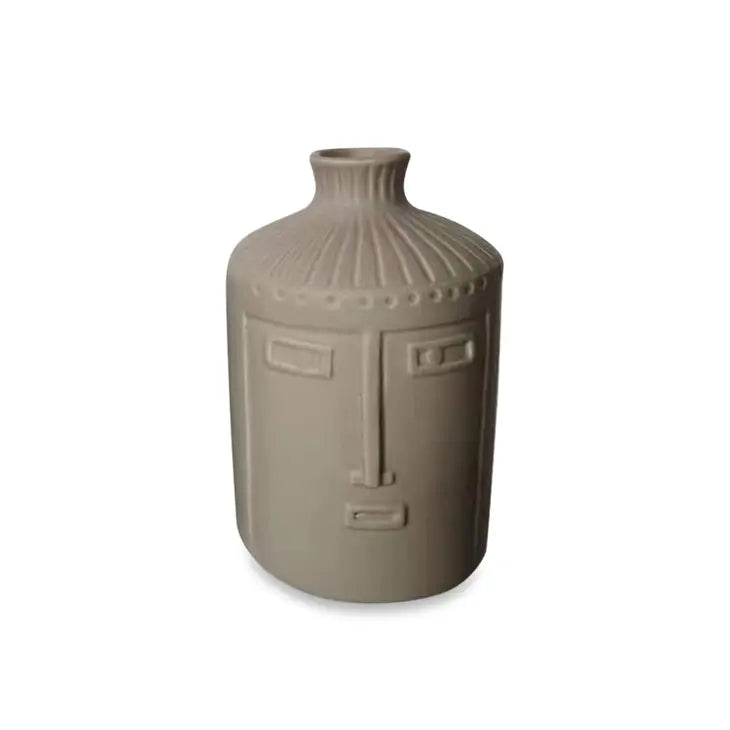 Vase visage gris H13,8 cm