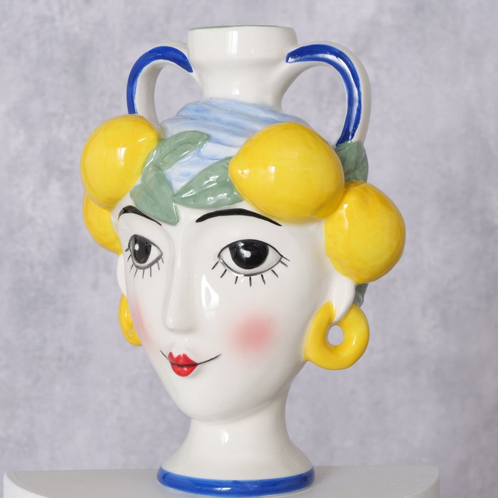 Vase femme citron bleu