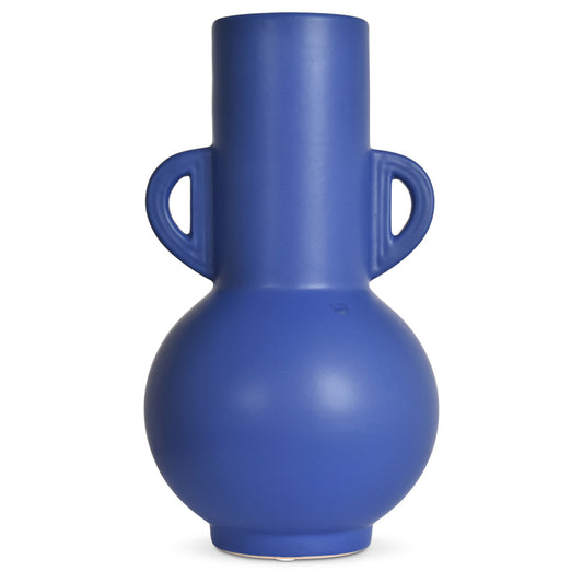 Vase céramique double anses bleu