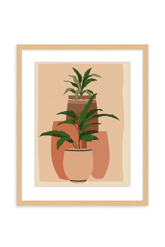 Affiche encadrée avec pots de plante verte 40x50 cm