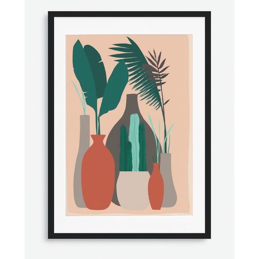 Affiche encadrée – Plantes en pots abstraites (42.5x53cm)