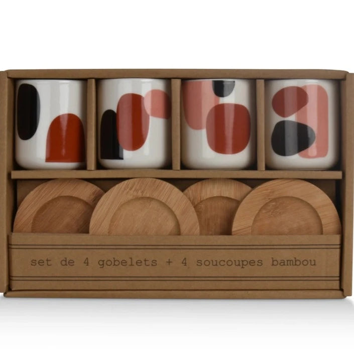 Coffret de 4 tasses avec motif ovale